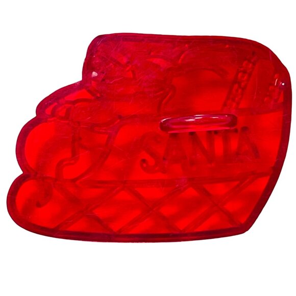 Vintage Red Plastic Santa Sleigh Cookie Cutter Imprint - Picture 2 of 7